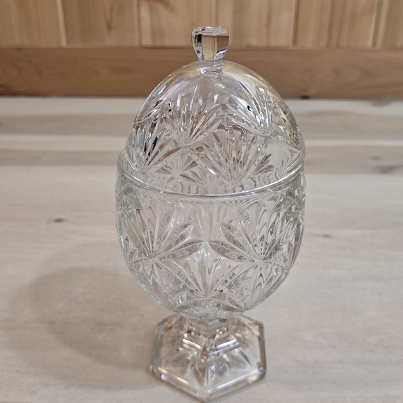 Vintage Egg Shape Cut Crystal Glass Candy Dish With Lid 8.5" Gorgeous - Picture 13 of 15
